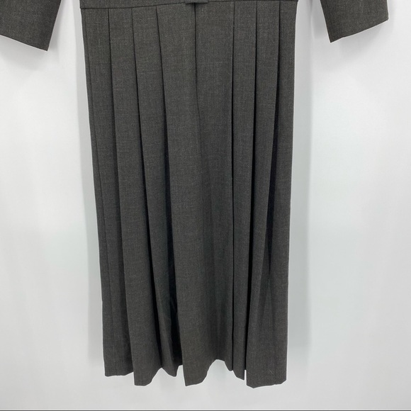 Hazel Brown Collection 100% Wool Midi Pleated Dress Gray Size 2 (Extra Small) - Picture 6 of 8